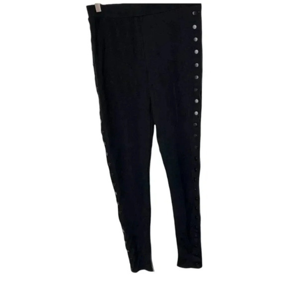 BB Dakota M leggings pull on black pants with side button pants - Picture 3 of 7